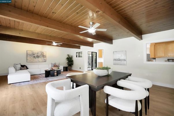 Dining room, Interior, Living room, Wooden Beams, Wooden Ceilings, Wood Texture Flooring
