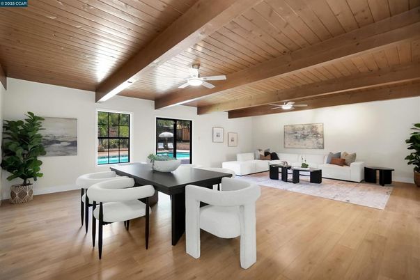 Dining room, Interior, Living room, Wooden Beams, Wooden Ceilings, Wood Texture Flooring