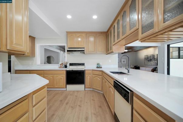 Interior, Kitchen, Recessed Lighting, Wood Texture Flooring