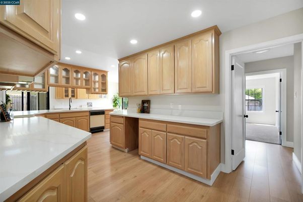 Interior, Kitchen, Recessed Lighting, Wood Texture Flooring