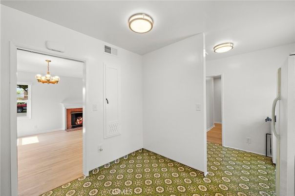 Chandelier, Empty room, Fireplace, Interior, Wood Texture Flooring