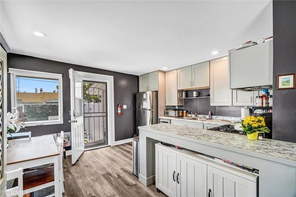 Interior, Kitchen, Recessed Lighting, Wood Texture Flooring