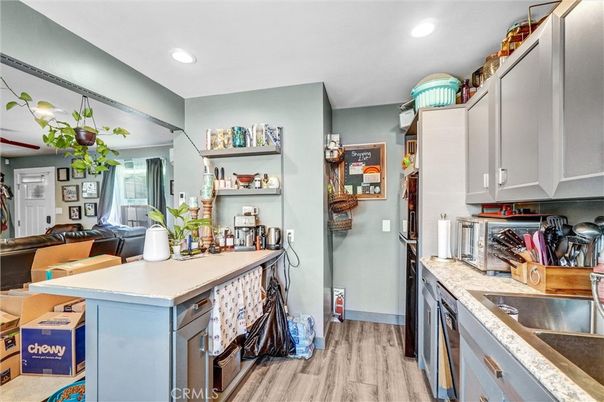 Interior, Kitchen, Recessed Lighting, Wood Texture Flooring