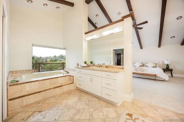 Bathroom, Bedroom, Interior, Recessed Lighting, Wooden Beams