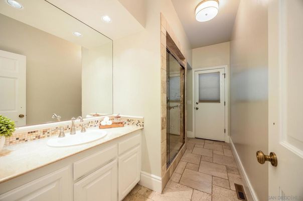Bathroom, Glass Shower, Interior, Recessed Lighting