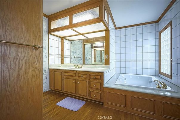 Bathroom, Interior, Tile Countertops, Wood Texture Flooring