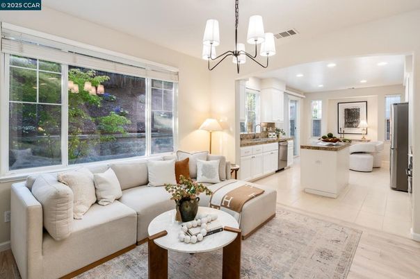 Chandelier, Dining room, Interior, Kitchen, Living room, Pendant Lights, Recessed Lighting, Wood Texture Flooring