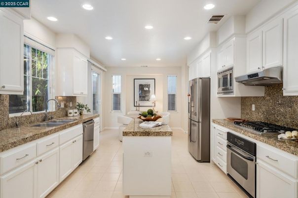 Dining room, Interior, Kitchen, Living room, Recessed Lighting, Stainless Steel Appliances