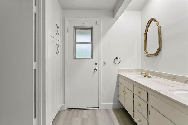 Bathroom, Dual Sink Vanities, Interior, Wood Texture Flooring