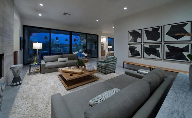 Fireplace, Interior, Living room, Recessed Lighting