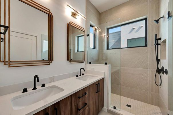 Bathroom, Dual Sink Vanities, Glass Shower, Interior