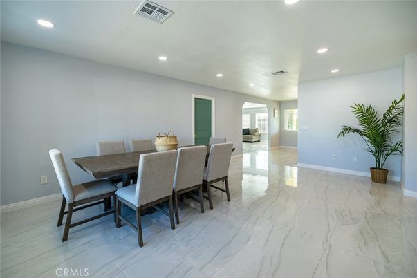 Dining room, Interior, Marble, Recessed Lighting
