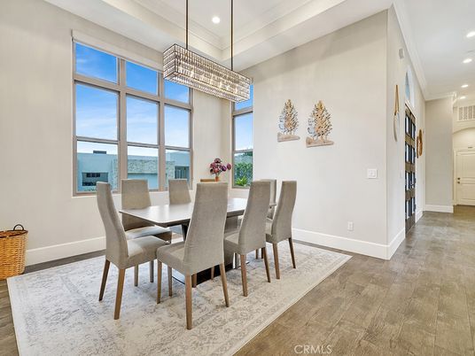 Chandelier, Dining room, Interior, Recessed Lighting, Water, Wood Texture Flooring