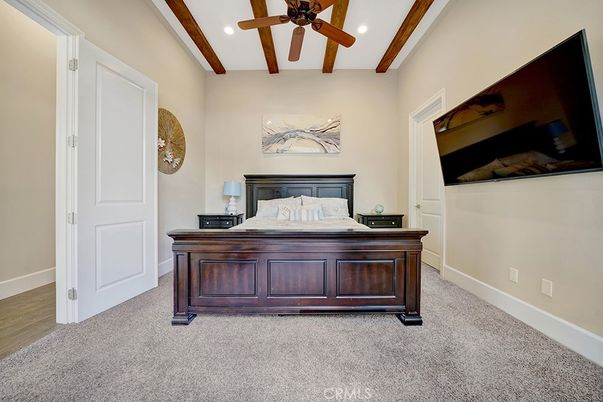 Bedroom, Interior, Recessed Lighting, Wooden Beams