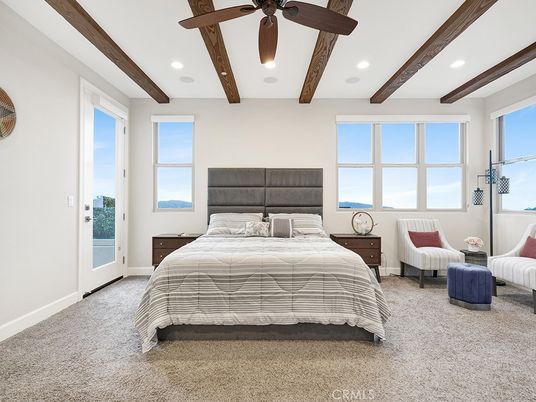 Bedroom, Interior, Recessed Lighting, Wooden Beams