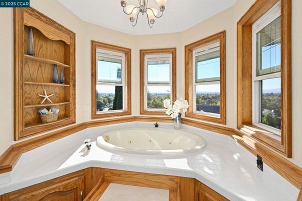 Bathroom, Chandelier, Interior, Tile Countertops