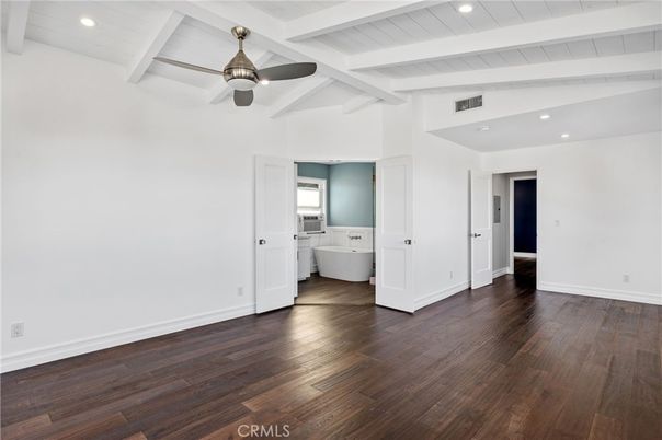 Bathroom, Empty room, Interior, Recessed Lighting, Wood Texture Flooring