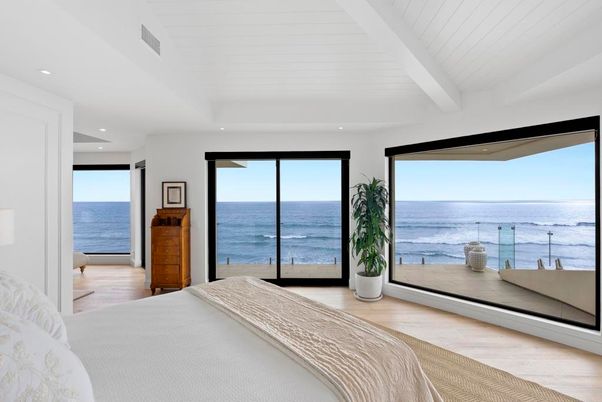 Bedroom, Interior, Recessed Lighting, Water, Wood Texture Flooring