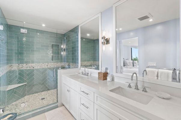 Bathroom, Dual Sink Vanities, Glass Shower, Interior, Recessed Lighting