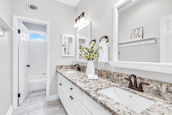 Bathroom, Dual Sink Vanities, Interior, Wood Texture Flooring