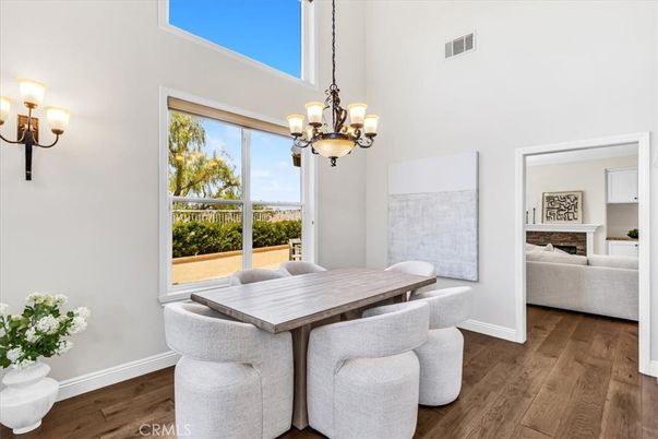Chandelier, Dining room, Interior, Wood Texture Flooring