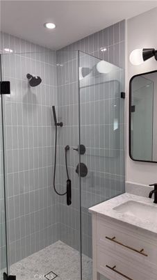 Bathroom, Glass Shower, Interior, Recessed Lighting