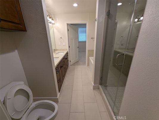 Bathroom, Dual Sink Vanities, Glass Shower, Interior, Recessed Lighting