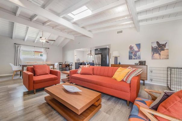 Dining room, Interior, Kitchen, Living room, Stainless Steel Appliances, Wood Texture Flooring