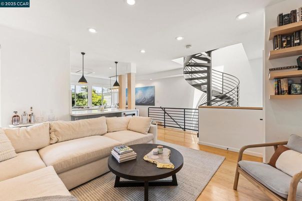 Interior, Living room, Pendant Lights, Recessed Lighting, Wood Texture Flooring