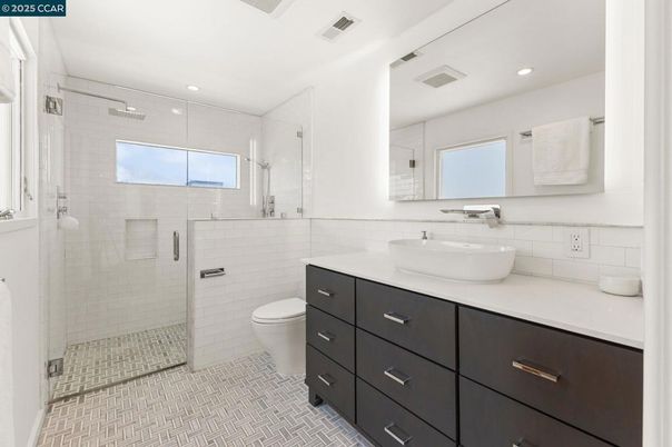 Bathroom, Glass Shower, Interior, Recessed Lighting
