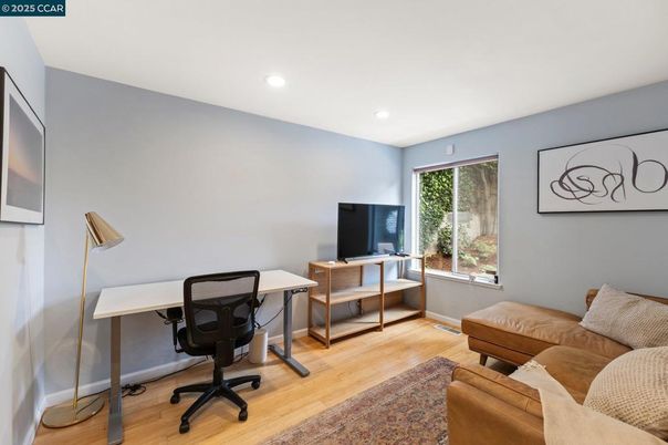 Home Office, Interior, Recessed Lighting, Wood Texture Flooring