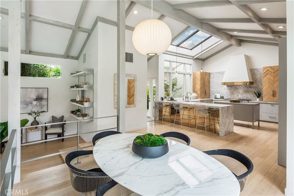 Dining room, Glass Ceilings, Interior, Kitchen, Pendant Lights, Recessed Lighting, Wood Texture Flooring