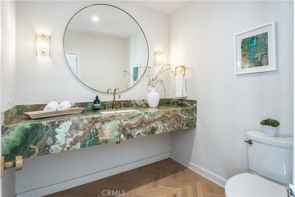 Bathroom, Interior, Recessed Lighting, Wood Texture Flooring