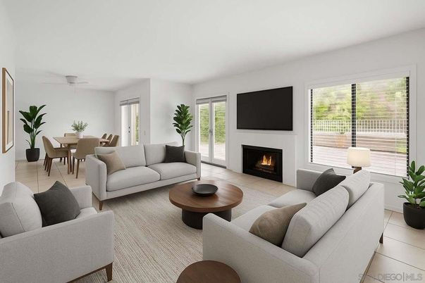 Dining room, Fireplace, Interior, Living room