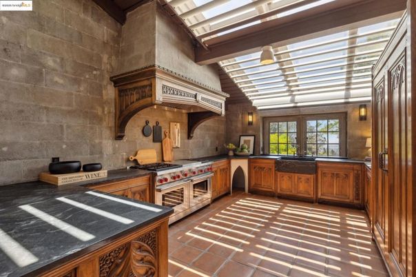 Interior, Kitchen, Stainless Steel Appliances, Stone Walls