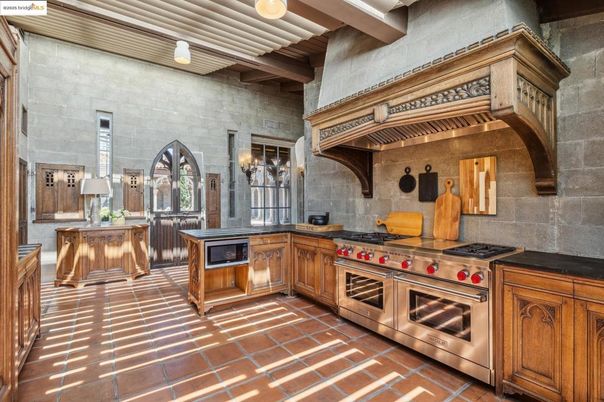 Interior, Kitchen, Stainless Steel Appliances, Stone Walls, Wooden Beams