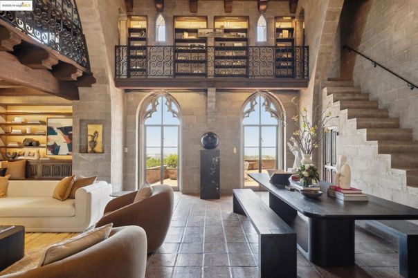 Dining room, Interior, Living room, Pendant Lights, Stone Walls