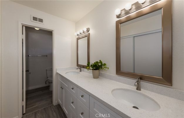 Bathroom, Dual Sink Vanities, Interior, Wood Texture Flooring