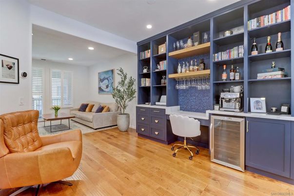 Home Office, Interior, Living room, Recessed Lighting, Wood Texture Flooring