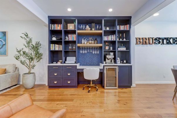 Home Office, Interior, Recessed Lighting, Wood Texture Flooring