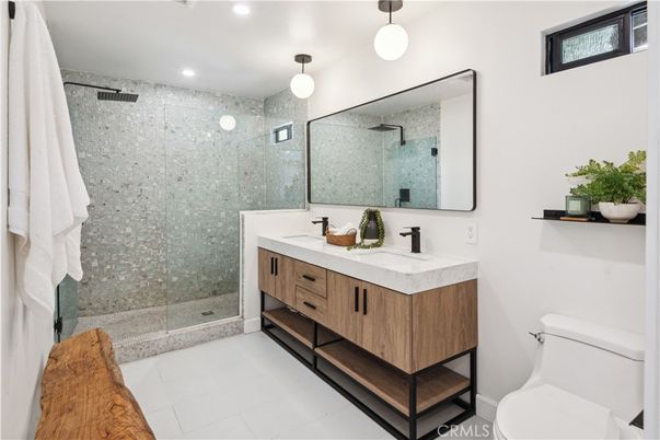 Bathroom, Dual Sink Vanities, Glass Shower, Interior, Recessed Lighting