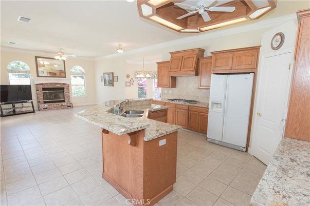 Chandelier, Fireplace, Interior, Kitchen