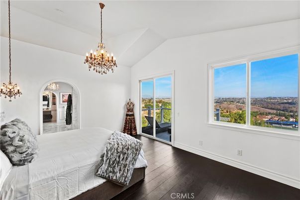 Bedroom, Chandelier, Interior, Pendant Lights, Wood Texture Flooring