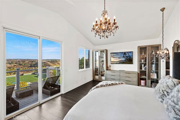 Bedroom, Chandelier, Interior, Wood Texture Flooring