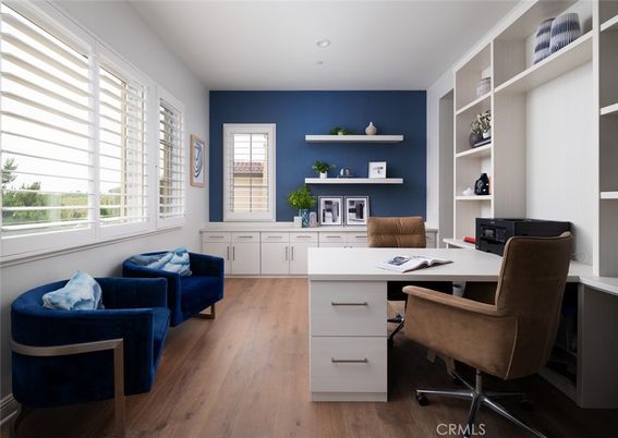 Home Office, Interior, Recessed Lighting, Wood Texture Flooring