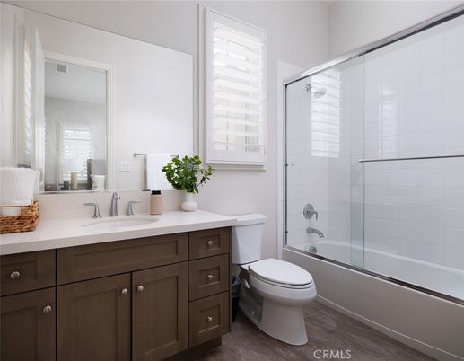 Bathroom, Glass Shower, Interior, Wood Texture Flooring