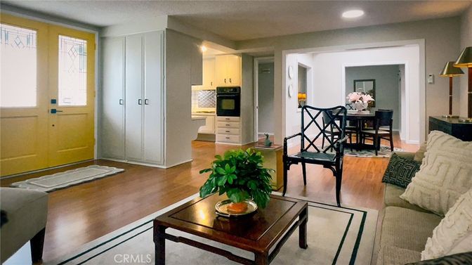 Dining room, Interior, Kitchen, Living room, Recessed Lighting, Wood Texture Flooring