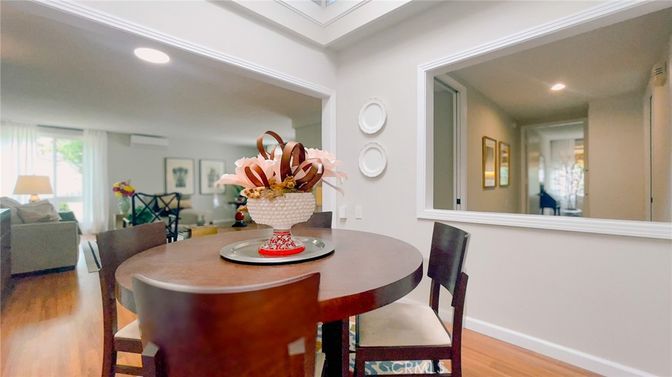 Dining room, Interior, Recessed Lighting, Wood Texture Flooring