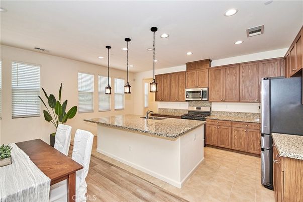 Interior, Kitchen, Pendant Lights, Recessed Lighting, Wood Texture Flooring