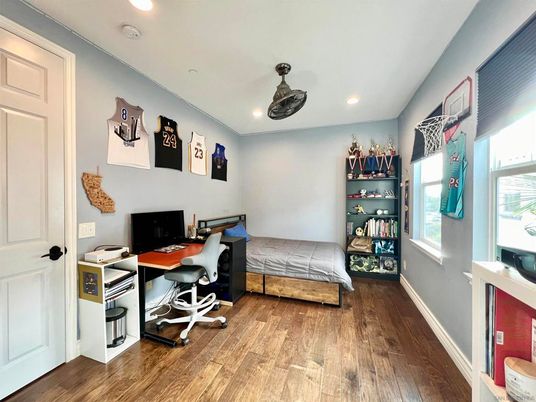 Bedroom, Home Office, Interior, Recessed Lighting, Wood Texture Flooring